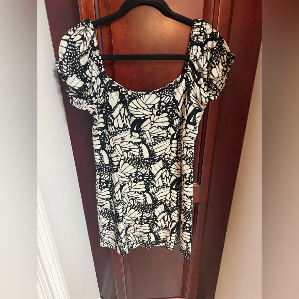 EUC UO Urban Outfitters Black & White Butterfly Mini Dress, Size M